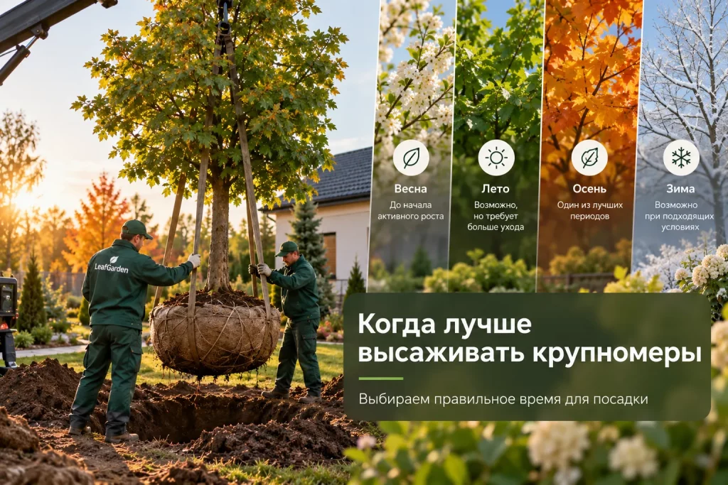 Когда лучше высаживать крупномеры
