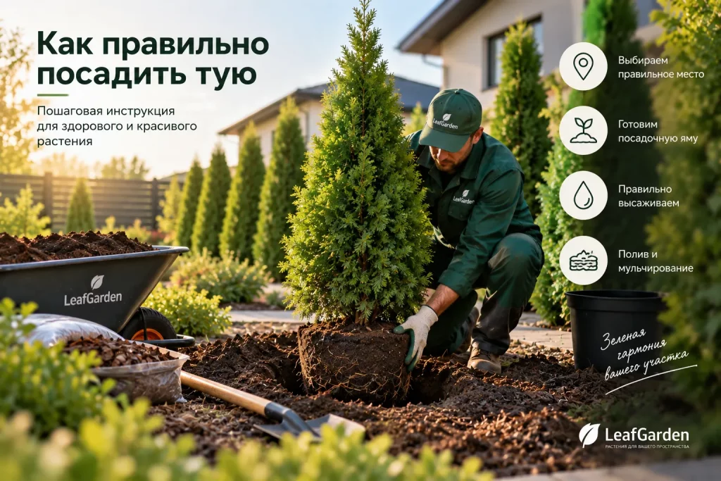 Пошаговая посадка туи в саду